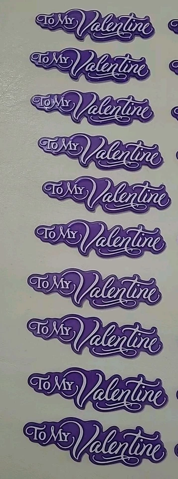 Valentine's Cake & Cupcake Topper Signs Crafts Purple NOS Lot Of 30 Vintage C - Image 3 of 4