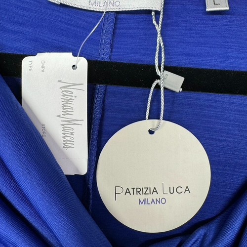 Patrizia Luca Milano Shirt Women's Large Blue Draped Long Sleeve Classy Top NWT - Picture 10 of 11