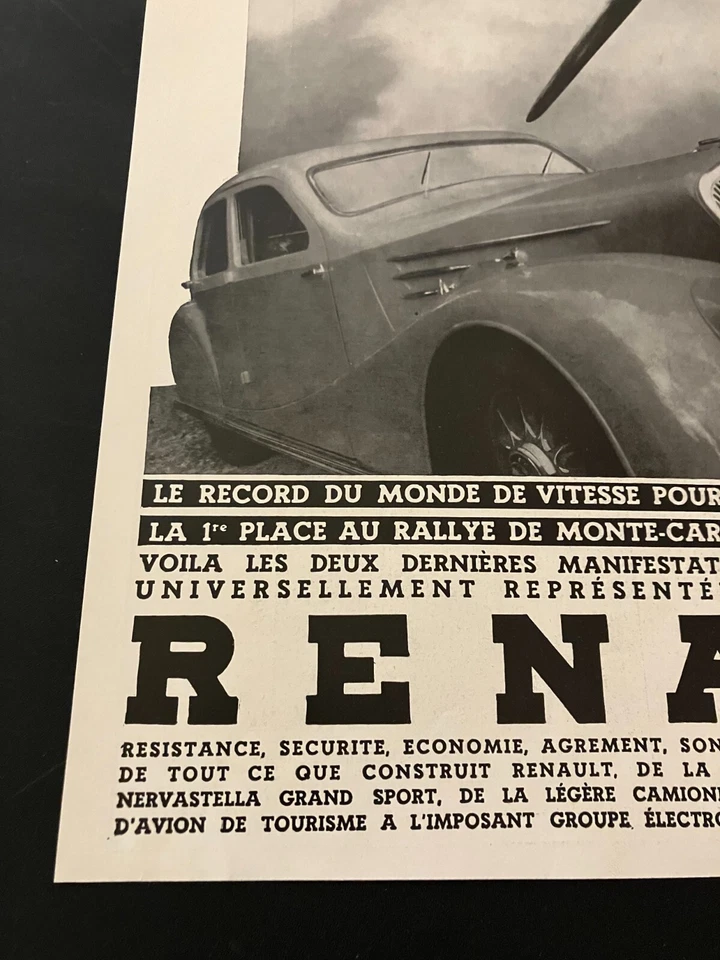 Francês 1935 Renault - Vintage Original Monte-Carlo Rally Impressão Anúncio/Arte de Parede - Imagem 4 de 4