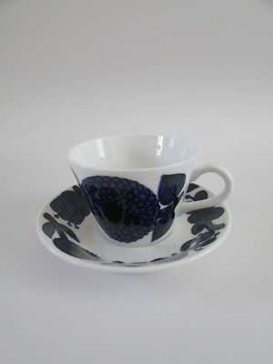 GUSTAVSBERG Sweden Blue Aster Floral Cups&Saucers Stig Lindberg