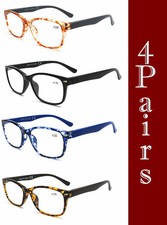 4 Pairs Reading Glasses with Spring Hinge for Women Men