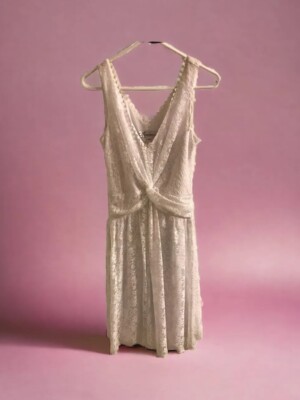 NWT Dressbarn Lace Dress Size 8 White Sleeveless V neck Summer Spring Easter