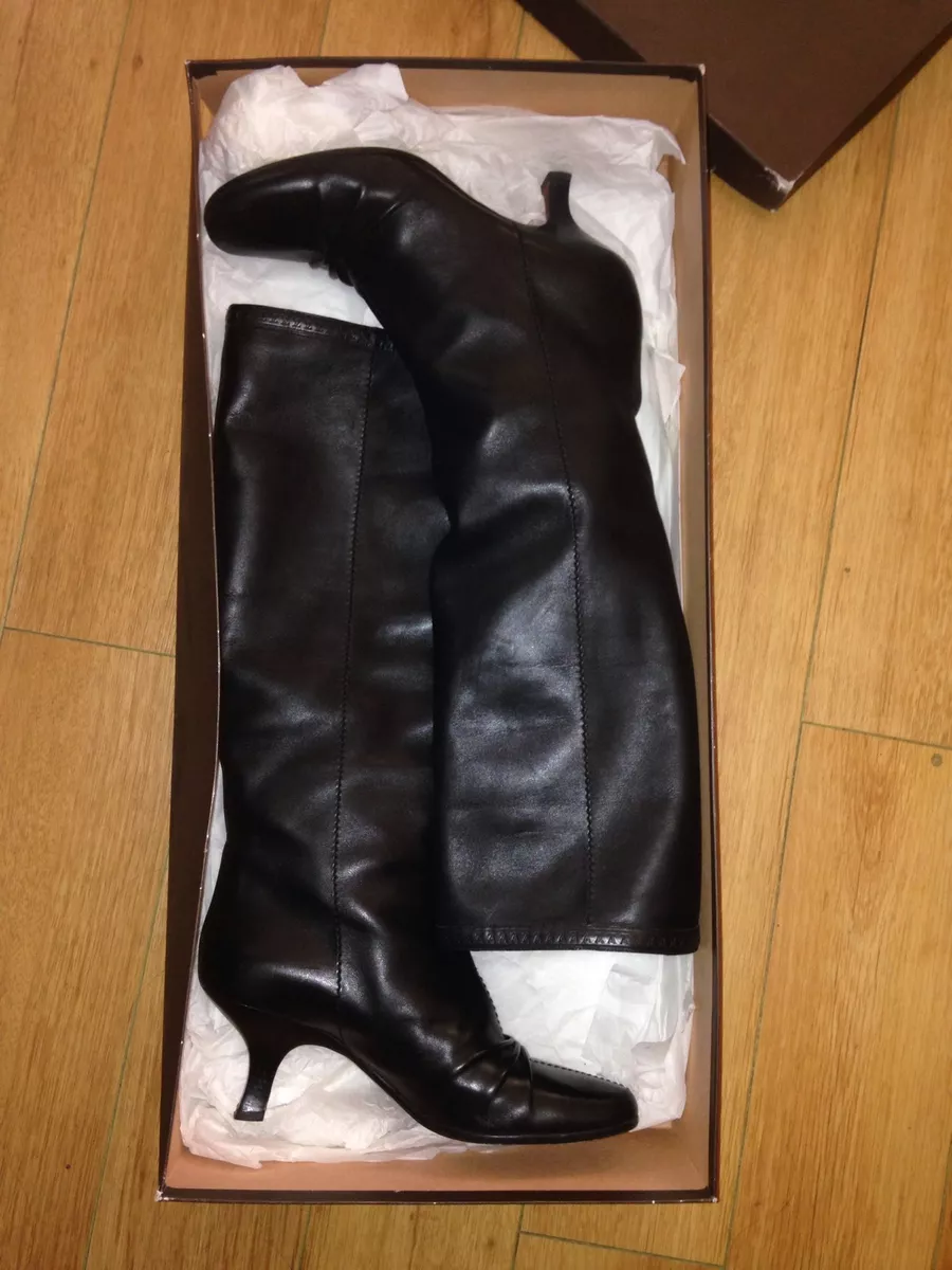 Louis Vuitton Lambskin Leather Bora Half Fold Over Knee High Heel Boots  39/8.5/9