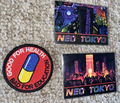AKIRA promo Trading Cards #90 & #92 (1994) + AKIRA G.F.H.B.F.E.   patch, ANIME