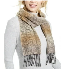 Cejon Fringe Italian Scarf Brown One Size New with Tags #63