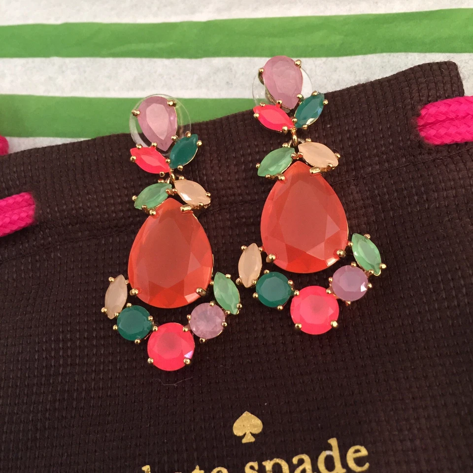 IMPRESIONANTES PENDIENTES DE NOVIA KATE SPADE NY PRINCESA PALACIO GEMAS ENORMES MULTI Foto 3 de 4