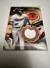 2024 Topps Holiday Evan Carter Relic Card #RC-EC Rangers Rookie RC Player-Worn