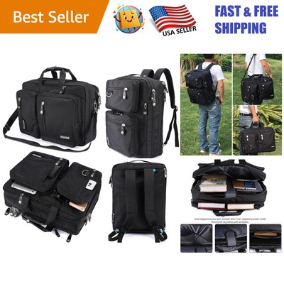 Water-Resistant 18.4-Inch Laptop Briefcase Backpack with Lockable Zipper