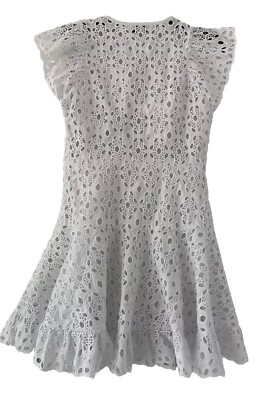 Gianni Bini Dress Women s Size 6 White  Fit & Flare  Crochet Boho Lined