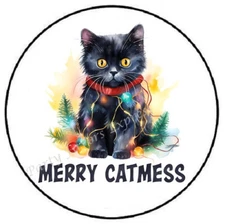 MERRY CATMESS CHRISTMAS ENVELOPE SEALS LABELS STICKERS PARTY FAVORS