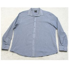 F F Blue White Pocket Dress Shirt Poly Cotton Long Sleeve Mans Top 17.5 XL 1-804