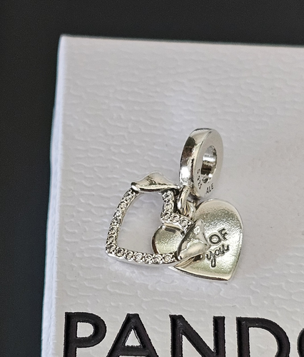 New Pandora Woof Love Heart & Dog Double Dangle Silver Charm 792647 Free Post - Picture 14 of 20