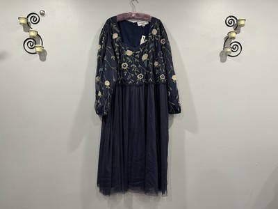 Jessakae & Leah Ryder Leah Dress Navy Blue Floral NWT Long Sleeve A-Line 6X