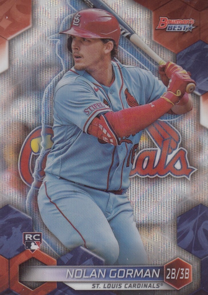 NOLAN GORMAN BOWMANS BEST ROOKIE WAVE REFRACTOR RC ST. LOUIS CARDINALS #29 2023