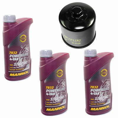 15W50 Motoröl Set 3 Liter Ölfilter HF204RC für Triumph America Bonneville Dayton