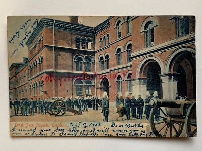 SVEA LIFGARDE, STOCKHOLM postcard, postmarked 1908, life guards, Sweden