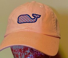 Vineyard Vines Pink Baseball Cap Hat Whale Logo Brass Strap Back Embroidered