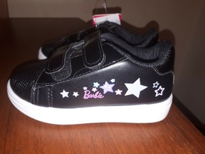 girls black velcro trainers