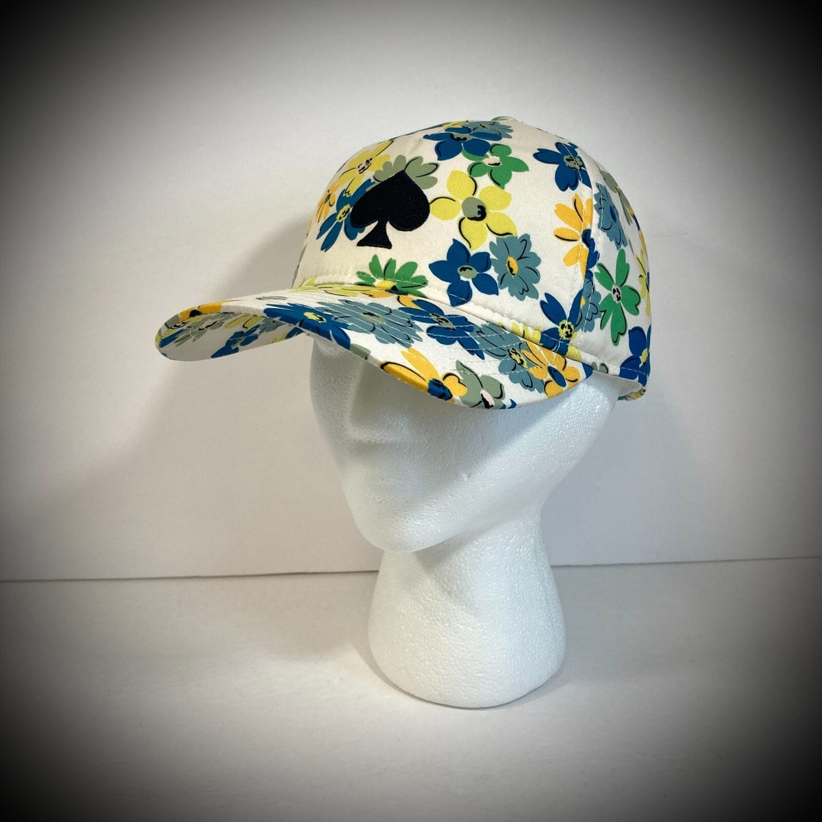 kate spade Blue Floral  Cap with White and Yellow Flowers KATE SPADE HAT off-white ivory floral yellow blue green  main image 3