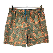 Eddie Bauer Mens Sz Large Mesh Swim Trunks Green Floral Drawstring Beach