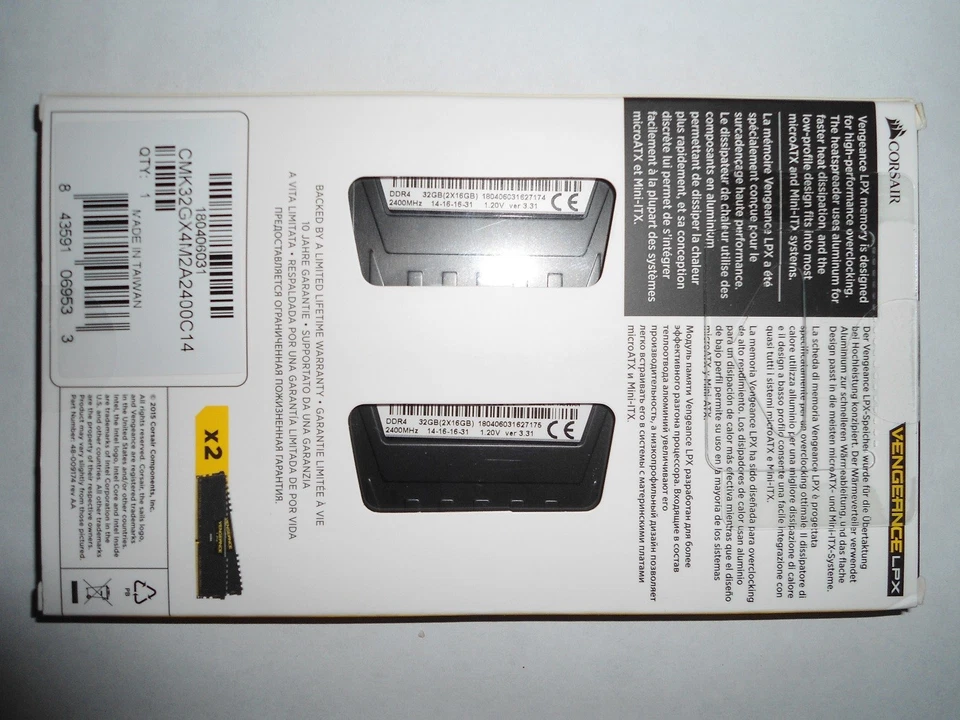 ✔✔ CORSAIR Vengeance LPX 32GB (2x16GB) 2400 MHz DDR4 ✔C14✔ (CMK32GX4M2A2400C14) - Image 2 of 3