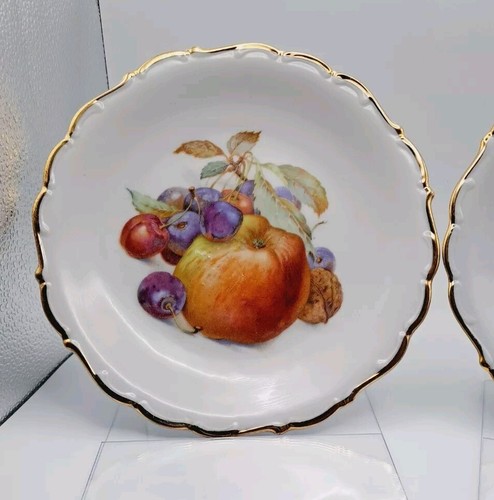 Schumann Fruit Plates Gold Rimmed 7 1/4" Arzberg Germany Set Of 2 - Picture 2 of 12