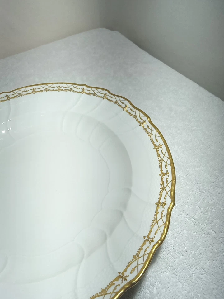 Plato de pastel KPM vintage blanco y dorado de 10 pulgadas Foto 4 de 4