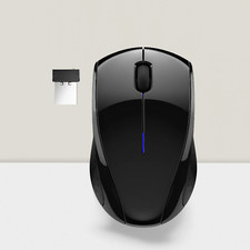 Wireless Mouse Black 15-Month Battery 1600 DPI Side Grips Travel-Friendly