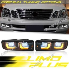 LED DRL Fog Lights Bumper for Lexus LX470 1998-2007 Base 4-Door LH+RH