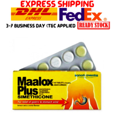 10 X 40 tablets MAALOX PLUS TABLET-ANTACID,GASTRIC,INDIGESTION AND WIND DHL EXP