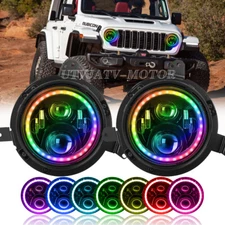 RGB 9" Halo LED Headlights DRL for Jeep Wrangler JL JLU Gladiator 2018-2023 2024