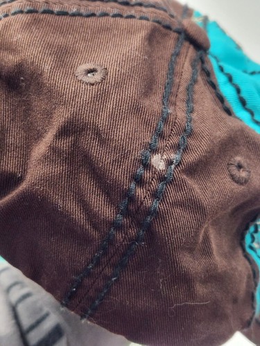 Way West Juniors Stitched Aztec Cross Distressed Hat Brown & Teal - Picture 8 of 9
