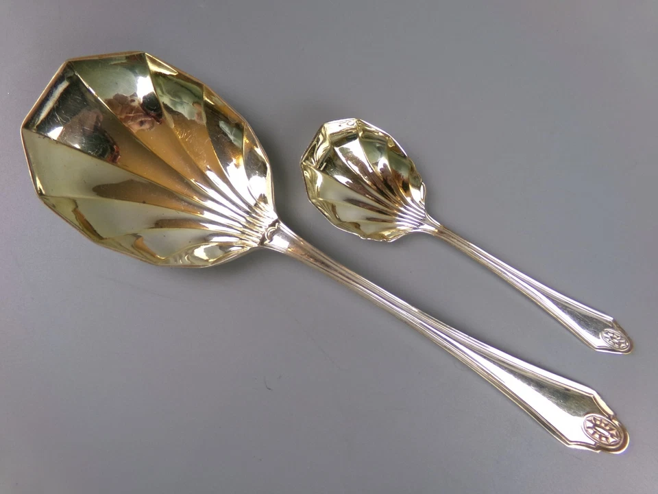 Vintage Dessert Spoon Set. Silver plated & gilt. Shell Shape. Ice cream, fruits. - Image 2 of 4