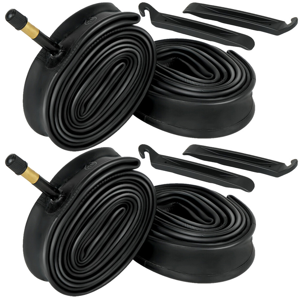 700 x 35-43c Road Bike Bicycle Inner Tubes 48mm Schrader Valve with Tire Levers