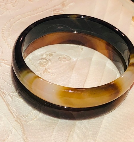 Natural Banded Agate Bangle Bracelet Hand-Carved For Baby Child Small Adult - Picture 11 of 19