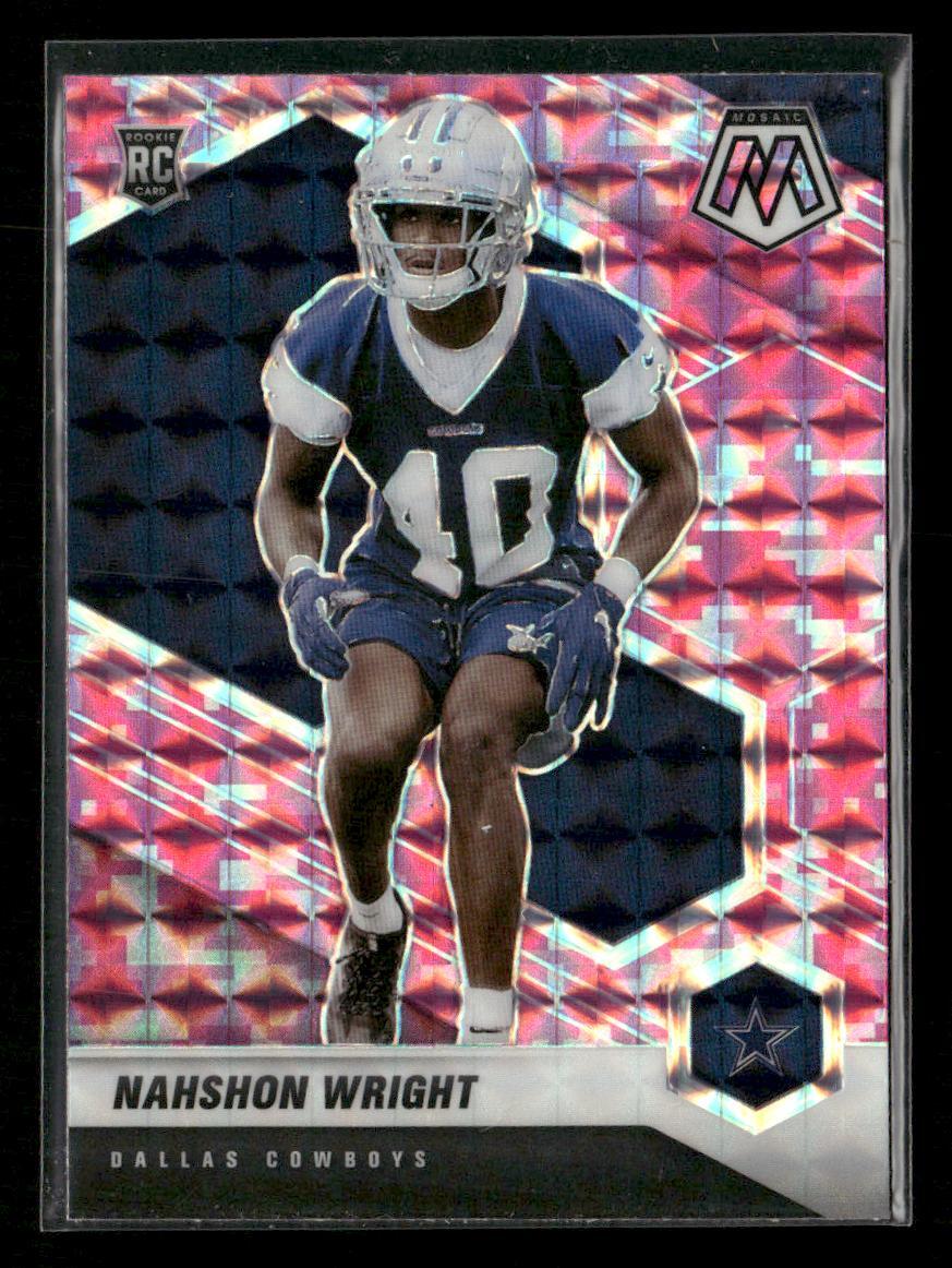 2021 Panini Mosaic #349 Nahshon Wright Prizm Camo Pink RC