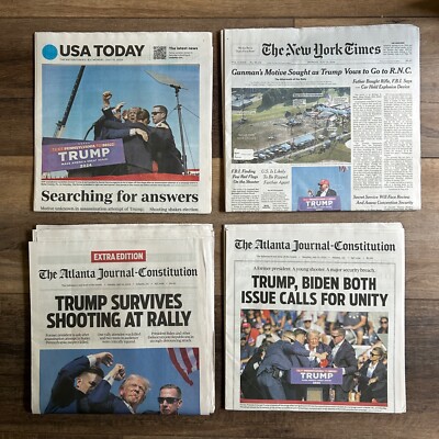 Trump Assassination Attempt - Set of 5 Mint Newspapers - USA Today, NY Times