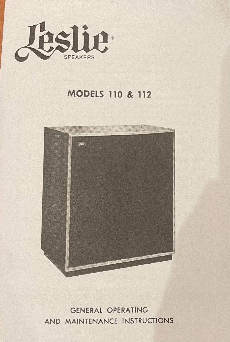 Leslie Service Information Model 25, 31H, 100GK, 101, 110 & 112