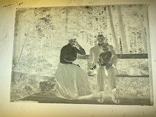 Photo ancienne 5 x 7. Négatif plaque verre avec une photo d'enfant et de famille