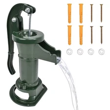 Manual Hand Water Pitcher Pump 25Ft Lift Cast Iron Hand Well Pump Suction Green