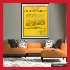 REPLIQUE AFFICHE DE CAMPAGNE TOILE POSTER PHOTO COLUCHE CANDIDAT AVIS POPULATION