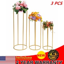 3 Pcs Flower Rack Vase Stand Prop Metal Art Geometric Column Wedding Party Decor