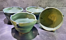 4er Set Schale Schüssel Studio Pottery Findhorn Scotland Drip Glaze Steinzeug