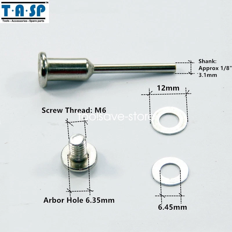 6PC Dremel Screw Head Mandrel Rotary Holder 1/4" Arbor Hole 1/8" 3.2mm Shank - Image 2 of 3