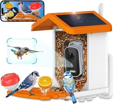Smart AI Bird Feeder w/ Solar-Powered Camera Auto Identifier Live View Weatherpr