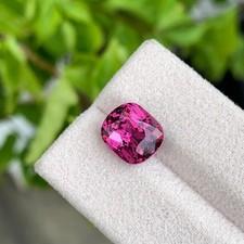 5.46 Cts Natural Pink Garnet 10mm SI Clarity Cushion Cut Loose Gemstone Tanzania