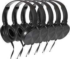 Bulk Kids Headphones for School Classroom 5-Pack,Durable Wired On-Ear 3.5Mm Plug