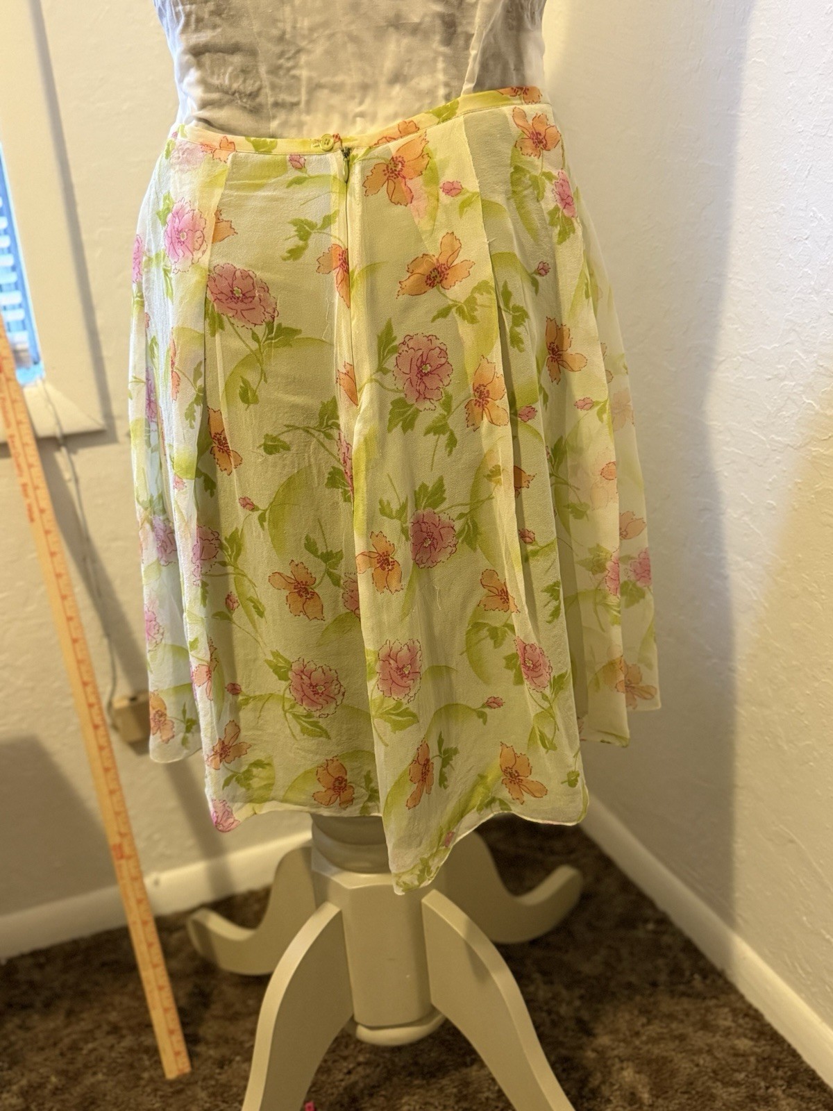 New York City Design Co. Women’s Floral Chiffon A-Line Skirt Pleated Zip 12