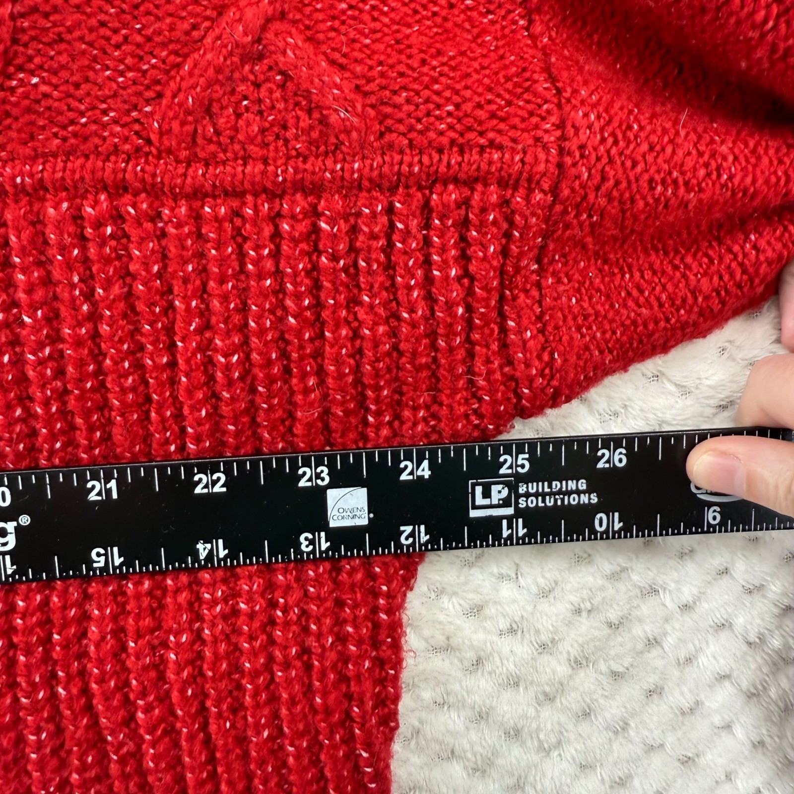 American Eagle Red Cable Knit Patchwork Sweater W… - image 4