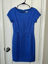 J.CREW Blue Sheath Dress Short Sleeve Boat Neck Knee Length Size 2P NWOT